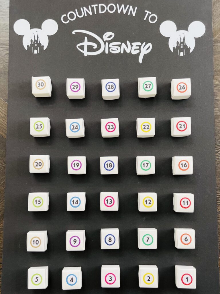 Completed Disney countdown board