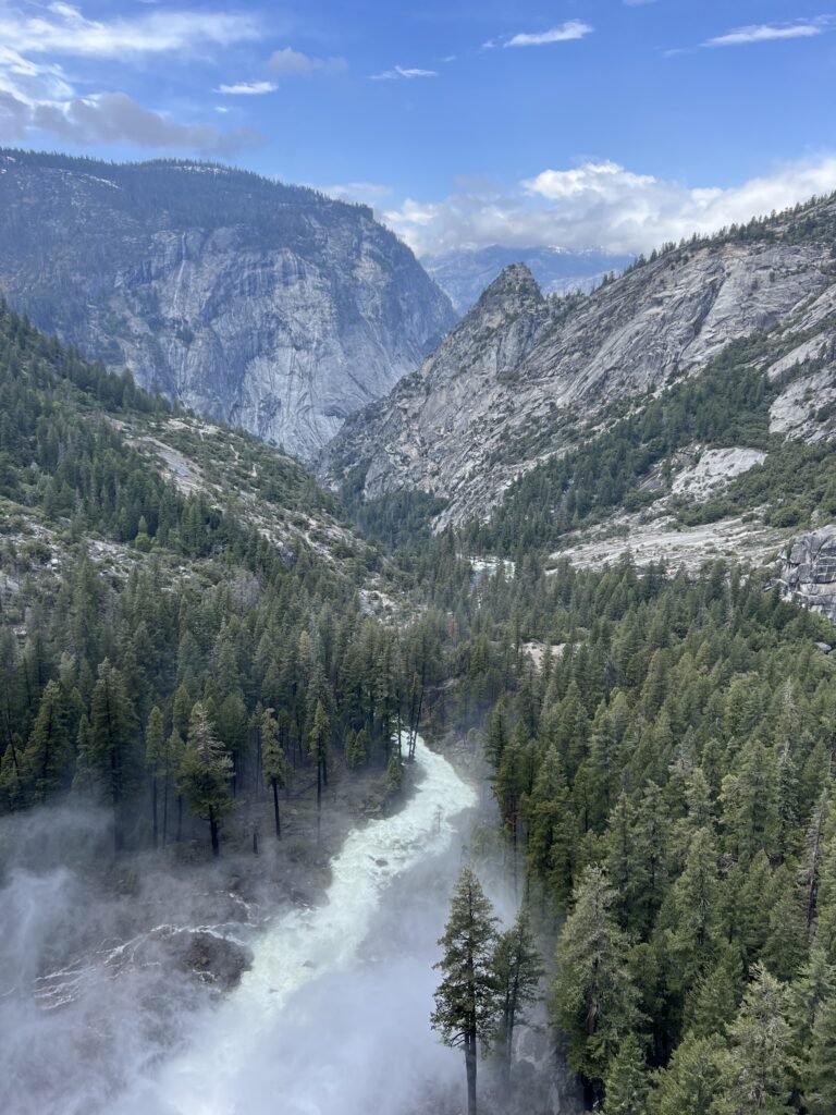 mountains, river and trees in Yosemite National Park