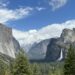 Mountains and waterfall seen from Tunnel View at Yosemite National Park